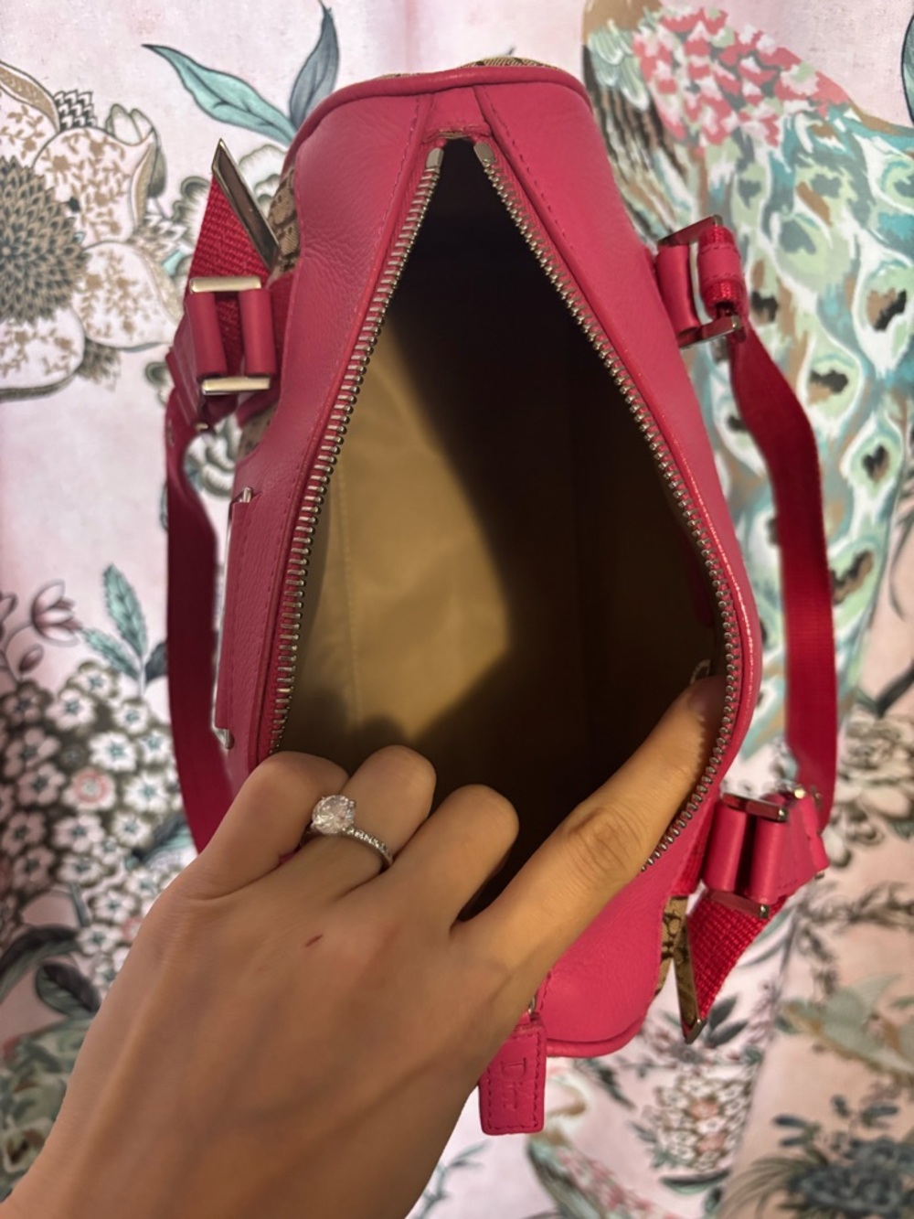 Dior John Galliano Trotter Brown Monogram Satchel with Hot Pink Leather - Picture 5 of 5
